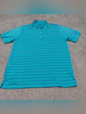 Greg Norman Play Dry Polo Shirt XL light blue stripes short sleeve